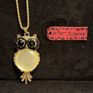 Betsey Johnson Gold and Black Owl Necklace